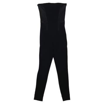 Pre Owned Givenchy Black Knit and Jersey Strapless Jumpsuit XS