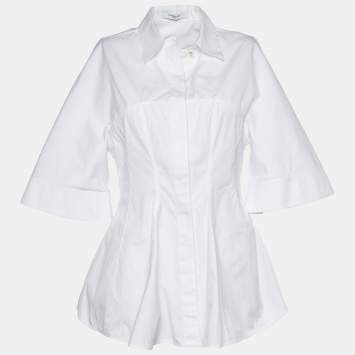 Pre Owned Givenchy White Cotton Button Front Fitted Waist Shirt M