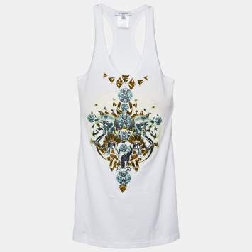 Pre Owned Givenchy White Cotton Embellished Tank Top S