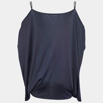 Pre Owned Givenchy Blue Jersey Cold Shoulder Top S