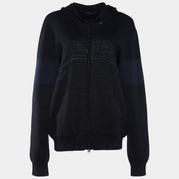 Pre Owned Givenchy Black Wool Zip Front Hoodie XL