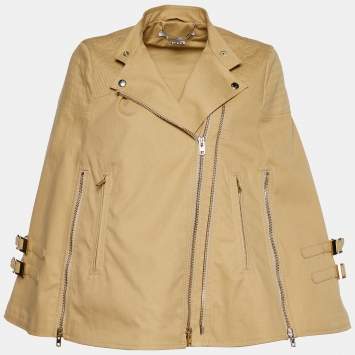 Pre Owned Givenchy Beige Cotton Zip Detail Bike Cape M