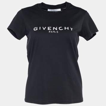 Pre Owned Givenchy Anthracite Grey Jersey Logo Print Distressed T-Shirt XS