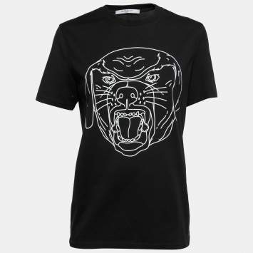 Pre Owned Givenchy Black Dog Printed Cotton Short Sleeve T-Shirt S
