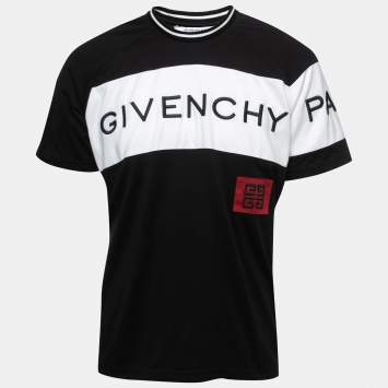 Pre Owned Givenchy Black Logo Embroidered Cotton T-Shirt S