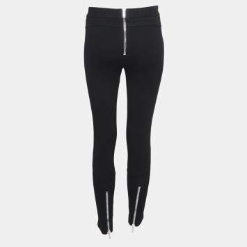 Pre Owned Givenchy Black Knit Zip Detail Legging Pants M