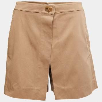 Pre Owned Givenchy Beige Cotton Buckle Detail Shorts M