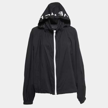Pre Owned Givenchy Black Synthetic Hooded Windbreaker Jacket M