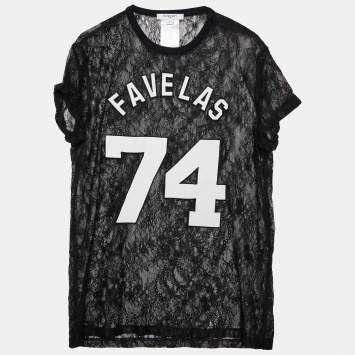 Pre Owned Givenchy Black Lace Favelas Applique Sheer Top S