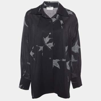 Pre Owned Givenchy Vision Black Printed Wool Button Front Shirt XL