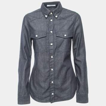 Pre Owned Givenchy Dark Blue Denim Button Down Full Sleeve Shirt M