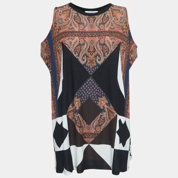 Pre Owned Givenchy Multicolor Paisley Print Jersey Cold Shoulder Tunic M