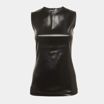 Pre Owned Givenchy Black Faux Leather Sleeveless Top S