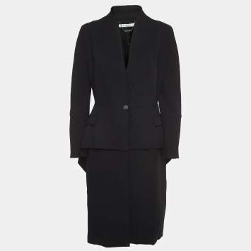 Pre Owned Givenchy Black Wool Single Breasted Tiered Mid-Length Coat L