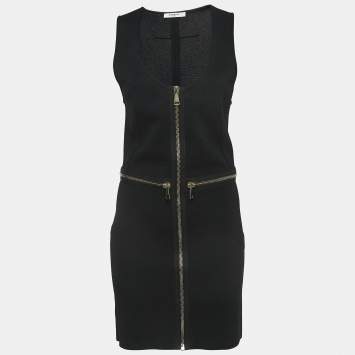 Pre Owned Givenchy Black Knit Zipper Detail Bodycon Dress L