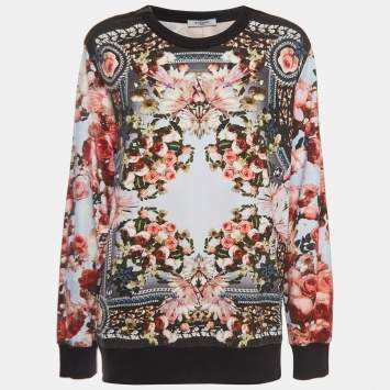 Pre Owned Givenchy Multicolor Roses and Birds of Paradise Cotton Knit Sweatshirt S
