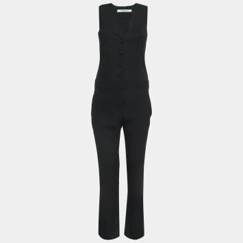 Pre Owned Givenchy Black Crepe Buttoned Sleeveless Jumpsuit S