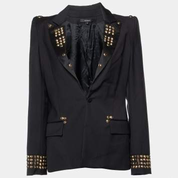 Pre Owned Givenchy Black Wool Studded Button Front Blazer M