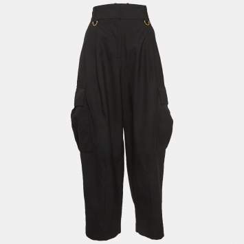 Pre Owned Givenchy Black Wool Tapered Cargo Pants M