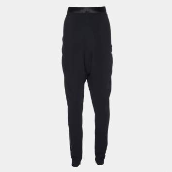 Pre Owned Givenchy Black Crepe Loose Fit Trousers M