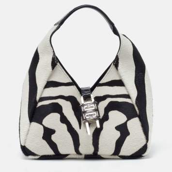 Pre Owned Givenchy White/Black Zebra Calfhair and Leather Bag