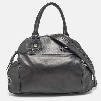 Pre Owned Givenchy Black Leather Zip Dome Satchel