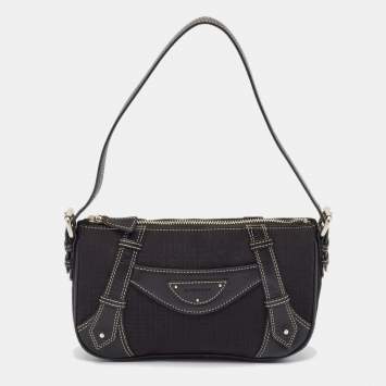 Pre Owned Givenchy Black Fabric and Leather Zip Hobo