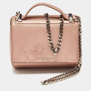 Pre Owned Givenchy Metallic Leather Mini Pandora Box Crossbody Bag
