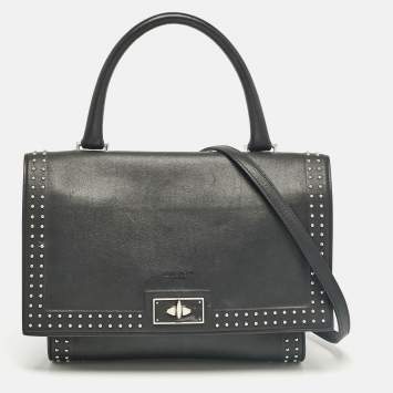 Pre Owned Givenchy Black Leather Small Shark Top Handle Bag