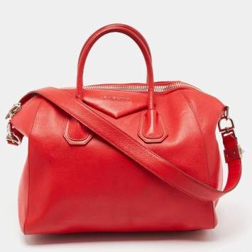 Pre Owned Givenchy Red Leather Medium Antigona Satchel
