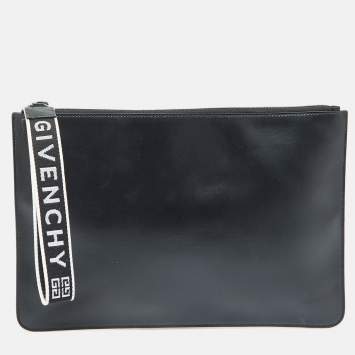 Pre Owned Givenchy Black Coated Canvas 4G Wristlet Pouch