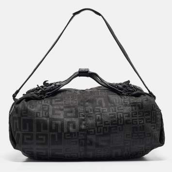 Pre Owned Givenchy Black Signature Nylon and Leather Hobo