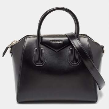 Pre Owned Givenchy Black Glossy Leather Small Antigona Satchel