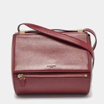 Pre Owned Givenchy Burgundy Leather Medium Pandora Box Bag