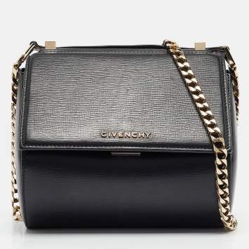 Pre Owned Givenchy Black Leather Mini Pandora Box Crossbody Bag