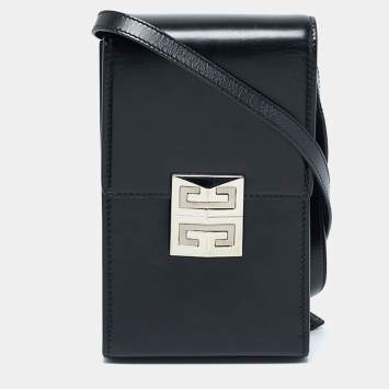 Pre Owned Givenchy Black Glossy Leather Mini 4G Crossbody Bag