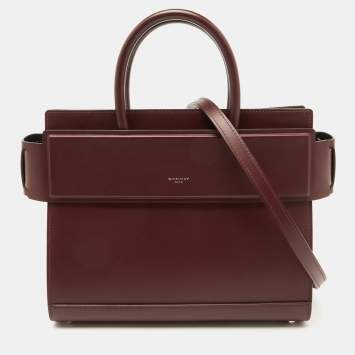 Pre Owned Givenchy Burgundy Leather Small Horizon Tote