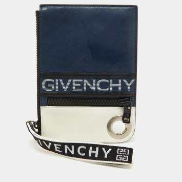Pre Owned Givenchy Blue/White Leather Sac Bandouillere Fin Crossbody Bag