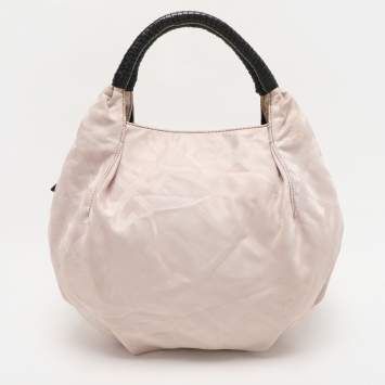 Pre Owned Givenchy Light Beige/Black Monogram Nylon and Leather Hobo
