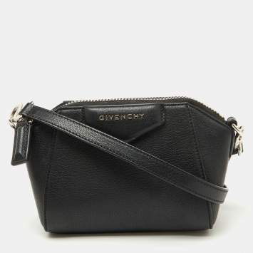 Pre Owned Givenchy Black Leather Micro Antigona Shoulder Bag