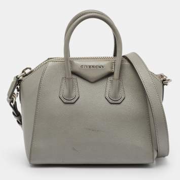 Pre Owned Givenchy Grey Leather Mini Antigona Satchel