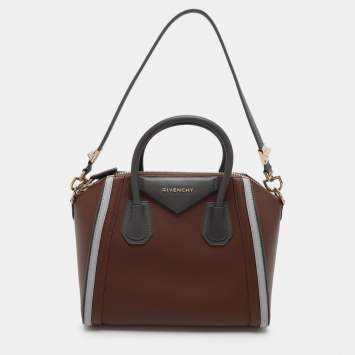 Pre Owned Givenchy Brown/Grey Leather Small Antigona Satchel