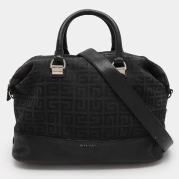 Pre Owned Givenchy Black Canvas and Leather Satchel