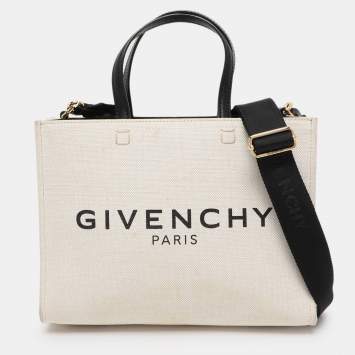 Pre Owned Givenchy White Canvas Small G Tote