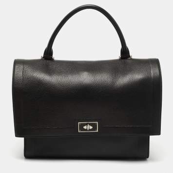 Pre Owned Givenchy Black Leather Shark Tooth Top Handle Bag