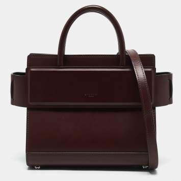 Pre Owned Givenchy Burgundy Leather Mini Horizon Top Handle Bag