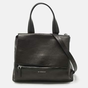 Givenchy Black Leather Pandora Flap Top Handle Bag