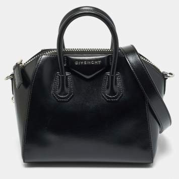 Pre Owned Givenchy Black Glossy Leather Mini Antigona Satchel