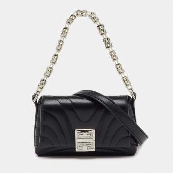Pre Owned Givenchy Black Quilted Leather 4G Liquid Micro Shoulder Bag