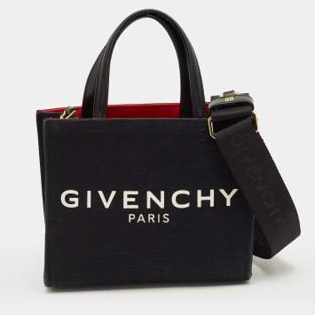 مملوكة مسبقًا حقيبة يد جيفنشي كانفاس سوداء صغيرة عمودية G